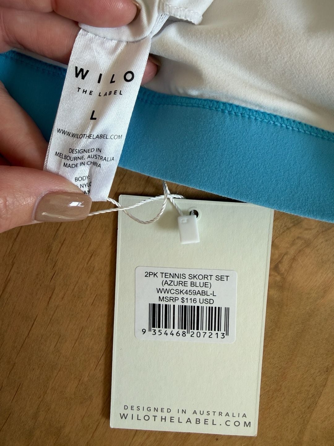 Wilo Activewear Large Set Skort And Sports Bra Blue White New 15
