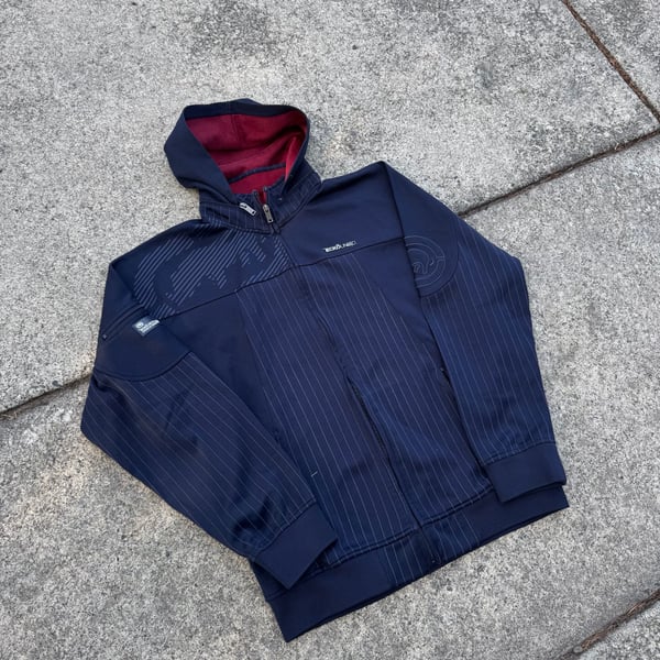 Ecko Unltd Striped Zip-Up Hoodie Size XL Navy Blue Pinstripe