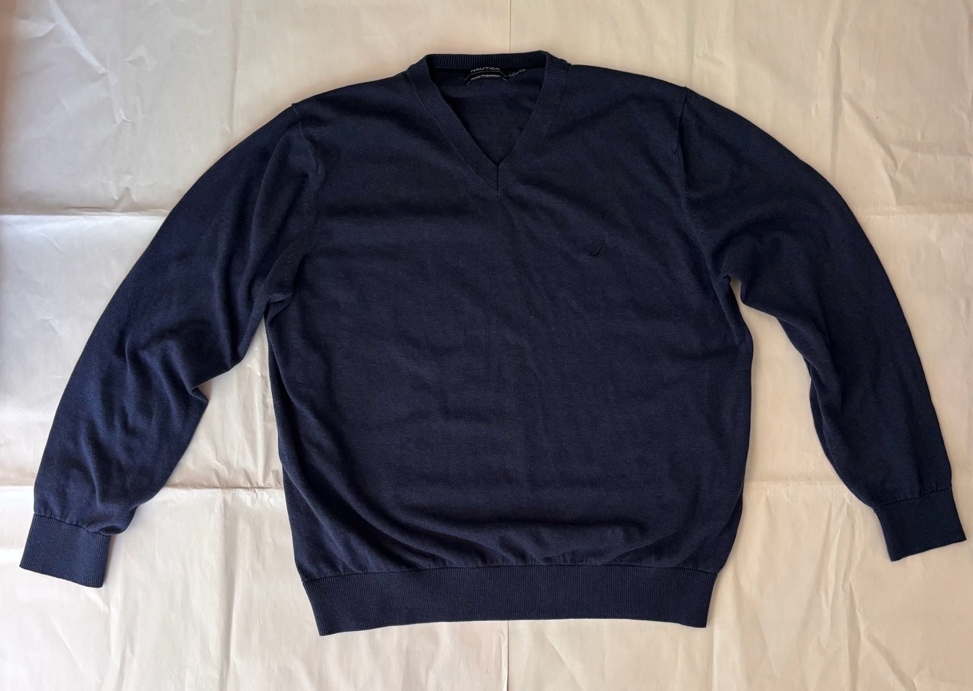 Nautica Luxury Performance V-Neck Sweater Size XL Navy 2