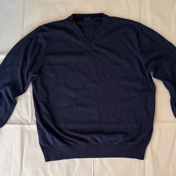 Nautica Luxury Performance V-Neck Sweater Size XL Navy