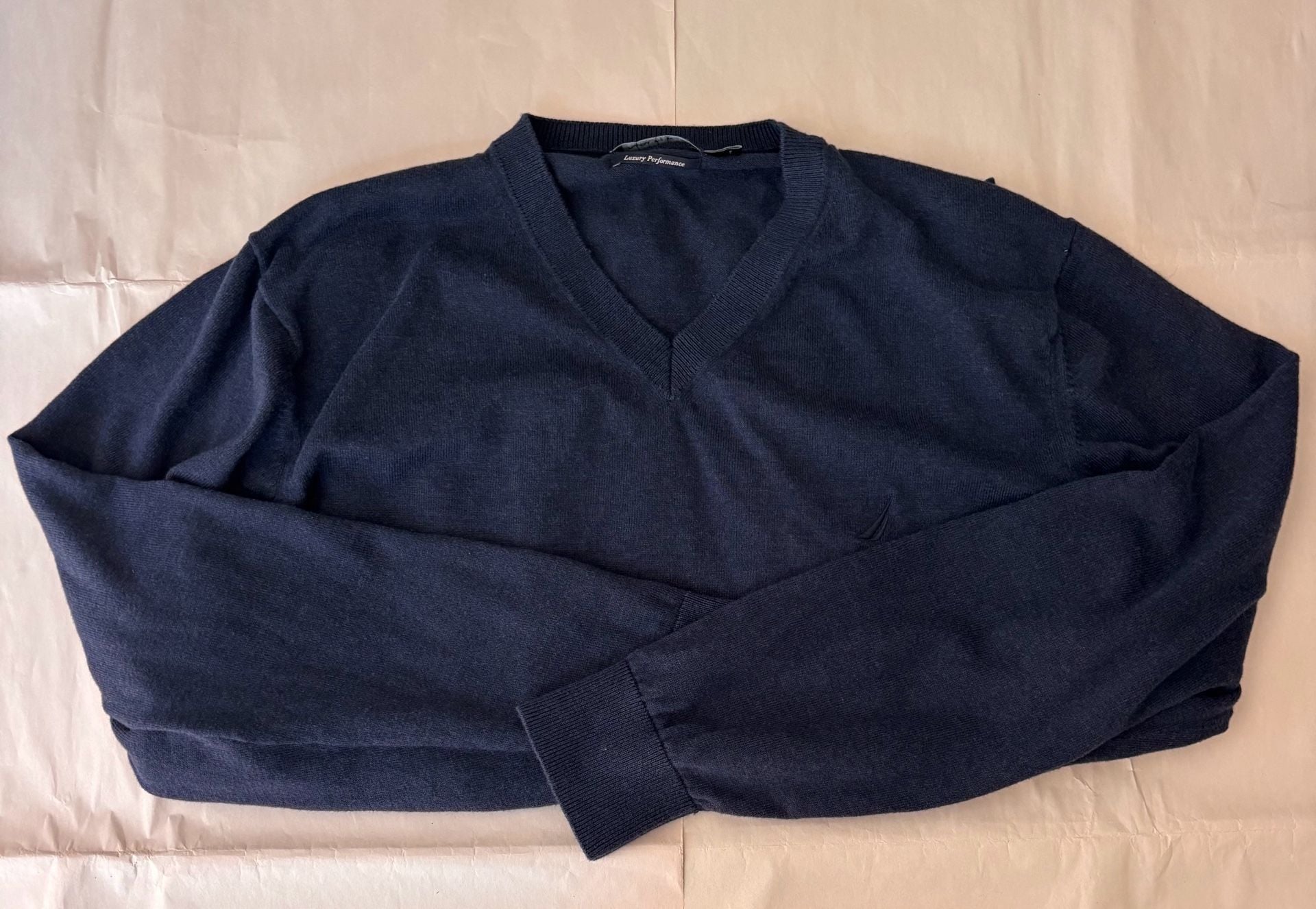 Nautica Luxury Performance V-Neck Sweater Size XL Navy 4