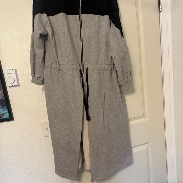 Prada Cotton Colorblock Hooded Sweatshirt Dress Grey Black