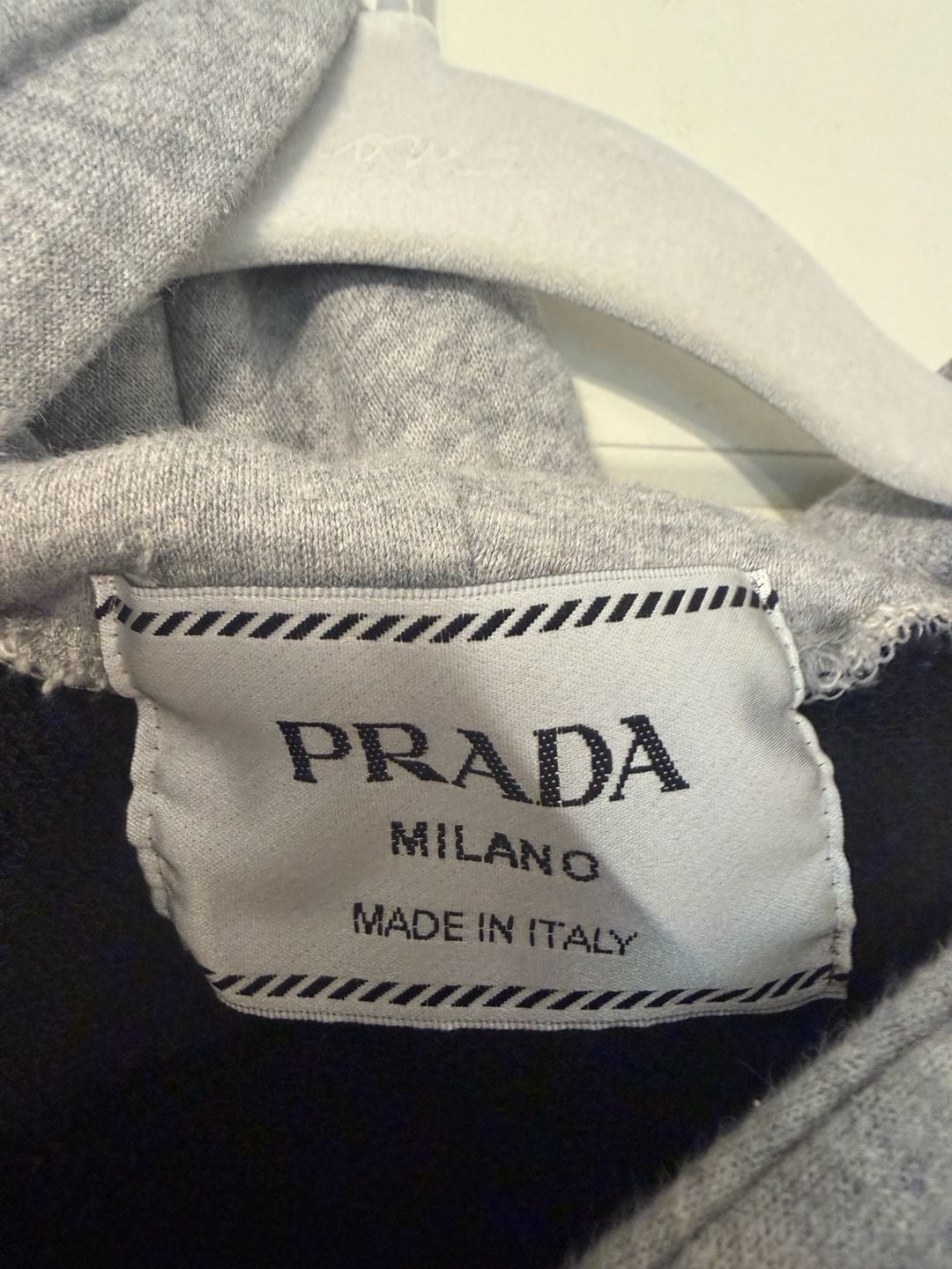 Prada Cotton Colorblock Hooded Sweatshirt Dress Grey Black 3