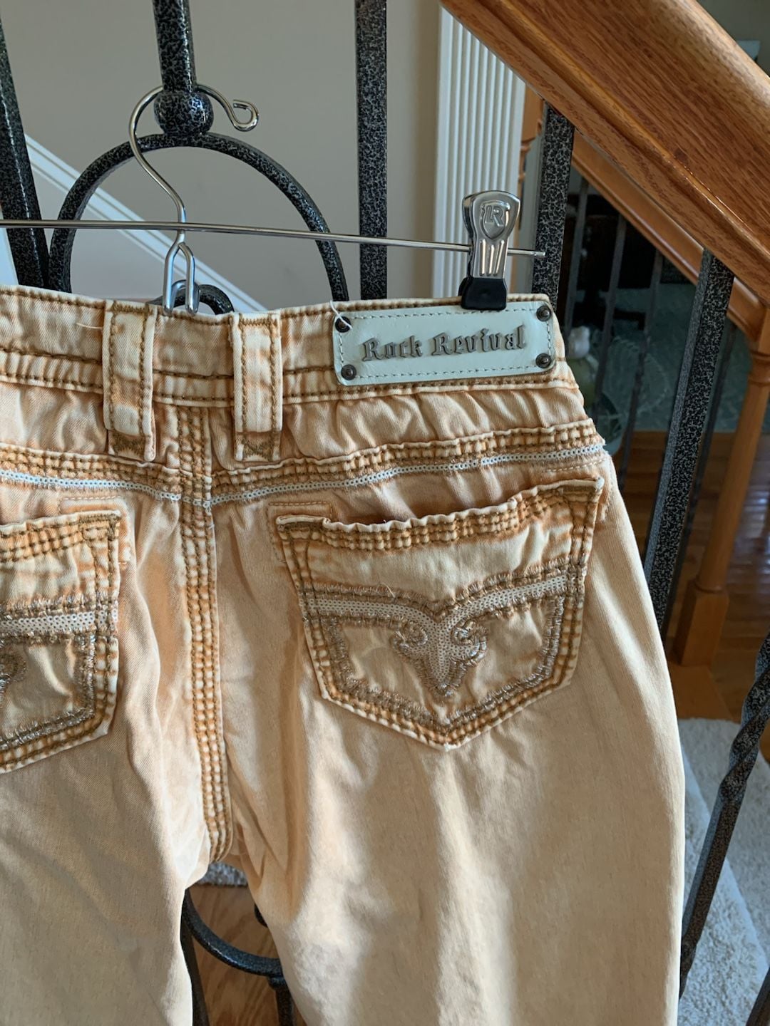Rock Revival Orange Acid Wash Denim Jeans Size 32, Blair 7