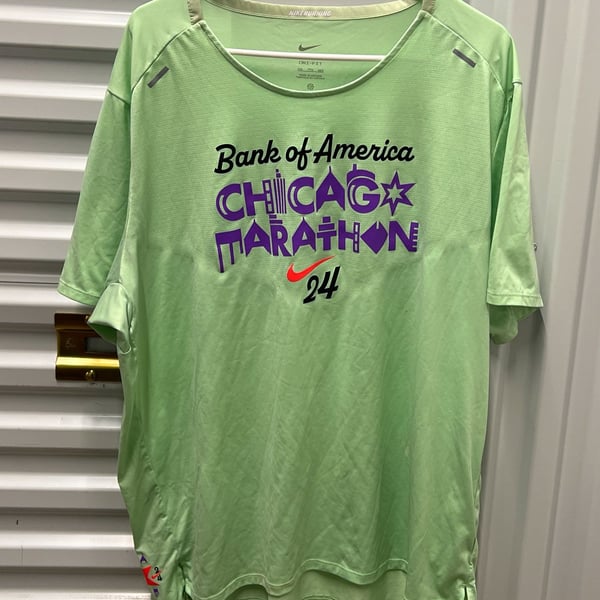 Nike Chicago Marathon 2024 Size XXL Green Dri-Fit Running T-Shirt