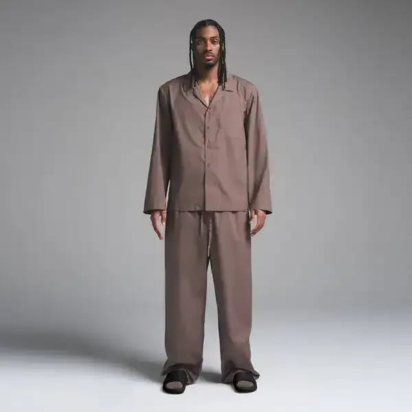 SKIMS Cotton Poplin Long Sleep Set Size XL Umber