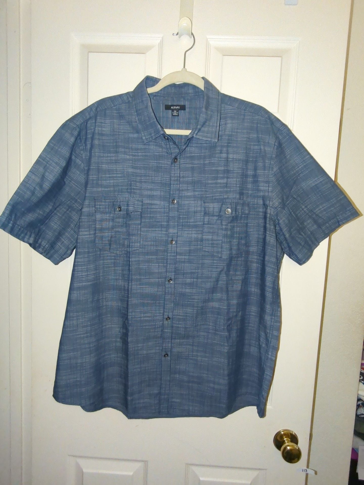 Alfani Plaid Button Up Shirt Size XXL Blue 2