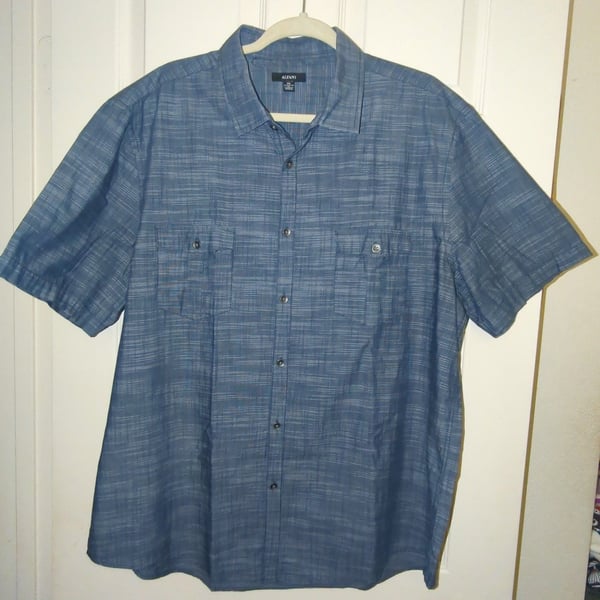 Alfani Plaid Button Up Shirt Size XXL Blue