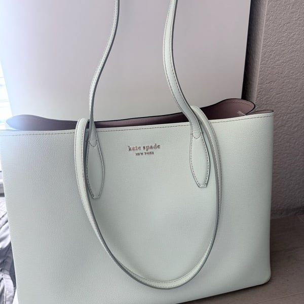 Kate Spade All Day Large Tote Pale Green Leather Handbag