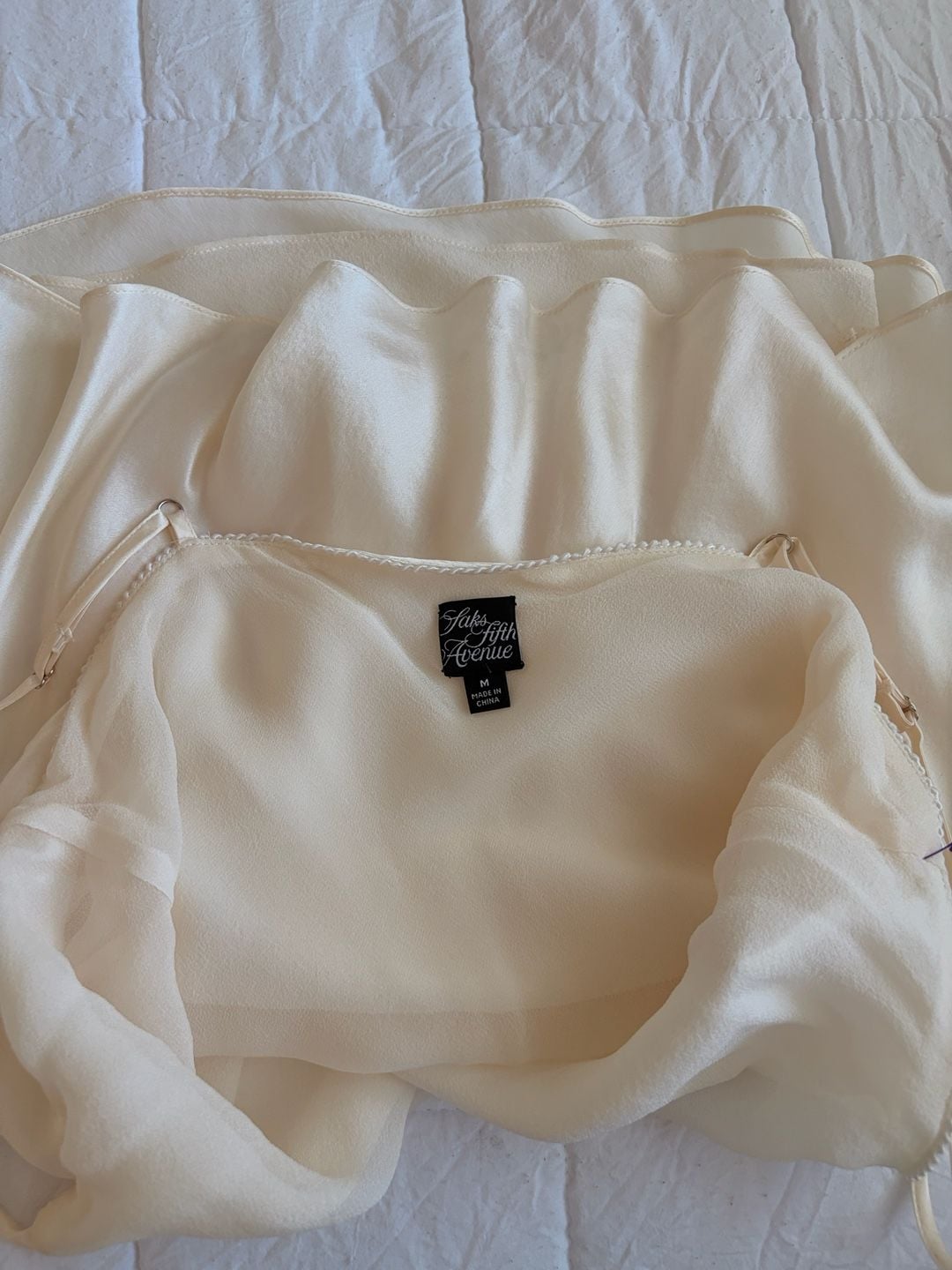 Saks Fifth Avenue Silk Cami Size M Ivory Slip Tank Top 7