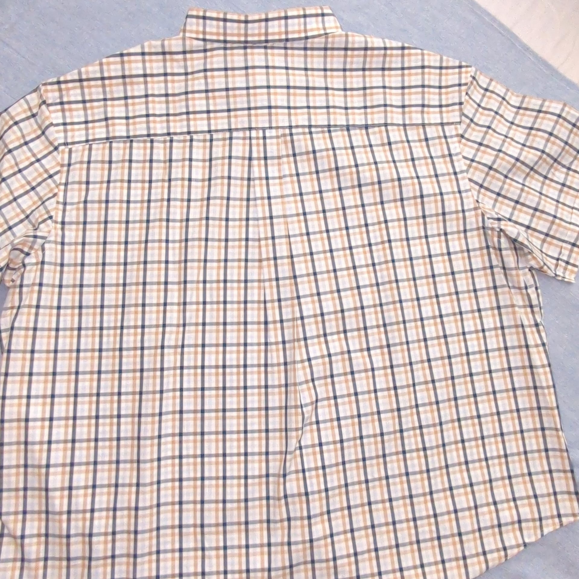 Arrow Plaid Button-Down Shirt Size 3XL Blue Brown Short Sleeve 6