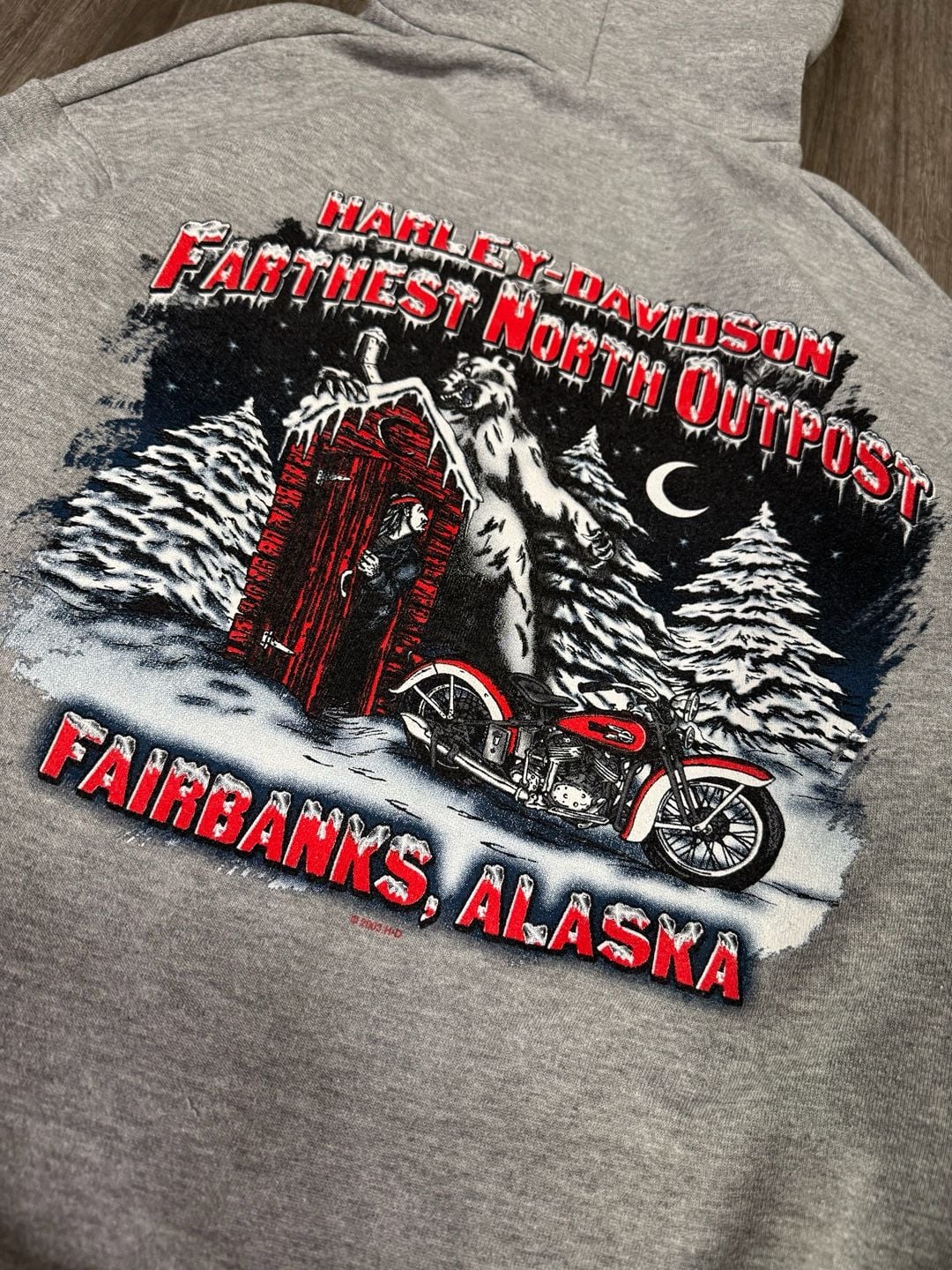 Vintage 2003 Harley Davidson Fairbanks
Alaska Yeti Zip Up Hoodie Medium

 11