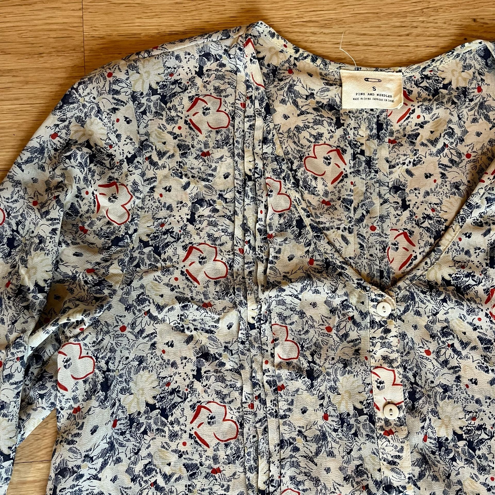 Pins And Needles Blouse Size S Floral Button-Up Long Sleeve Top 7