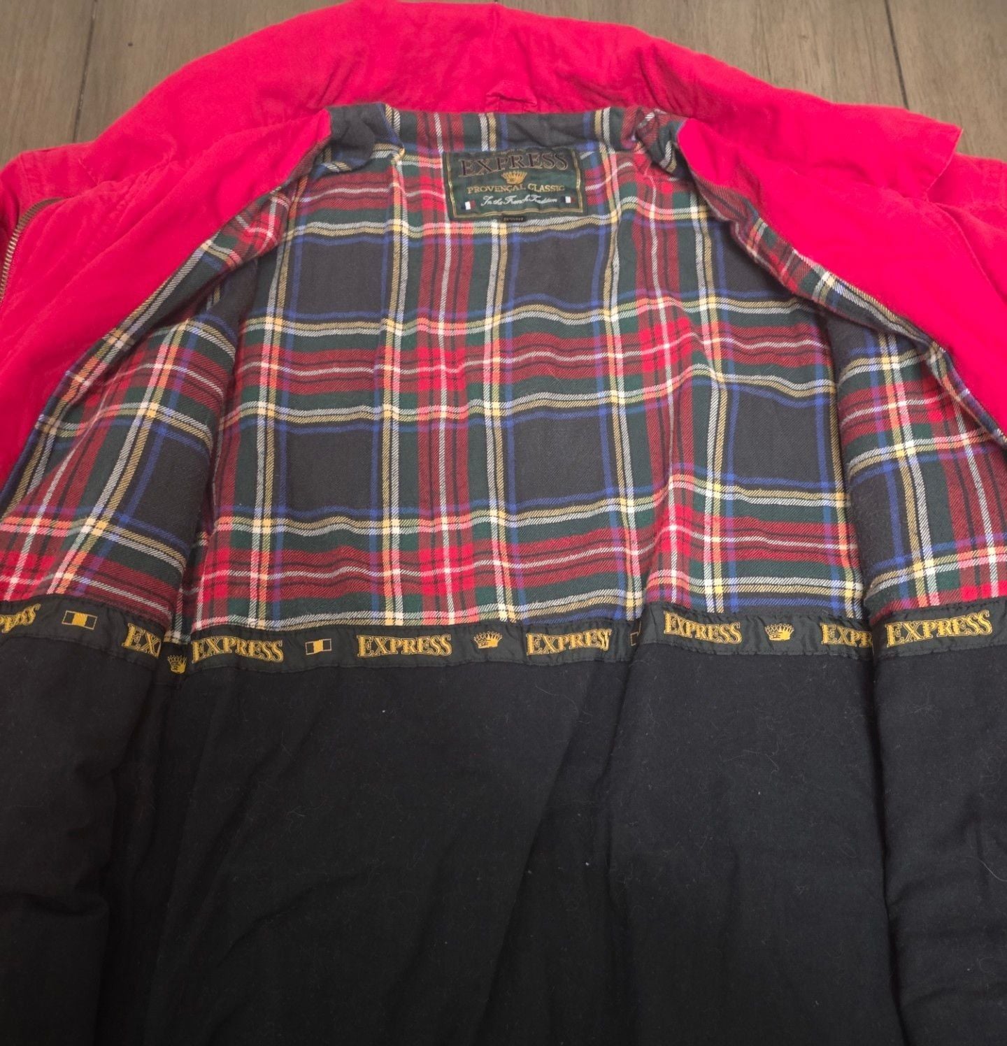 Express Provençal Classic Jacket Size M Red Cotton Plaid Lined 90s 7