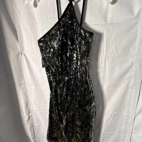 Express Sequin Dress Size 3/4 Black Halter Cocktail Mini