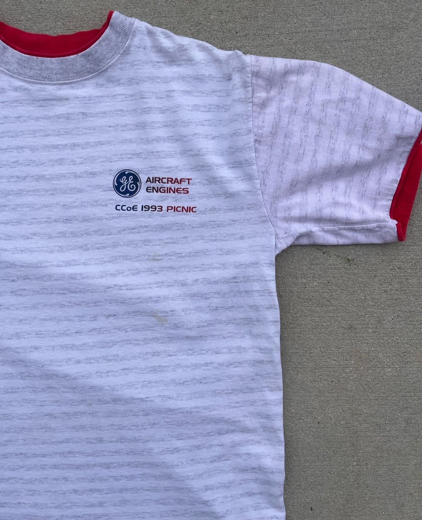 Vintage 90’s GE Aircraft Engines CCoE Picnic Ringer T-Shirt 3