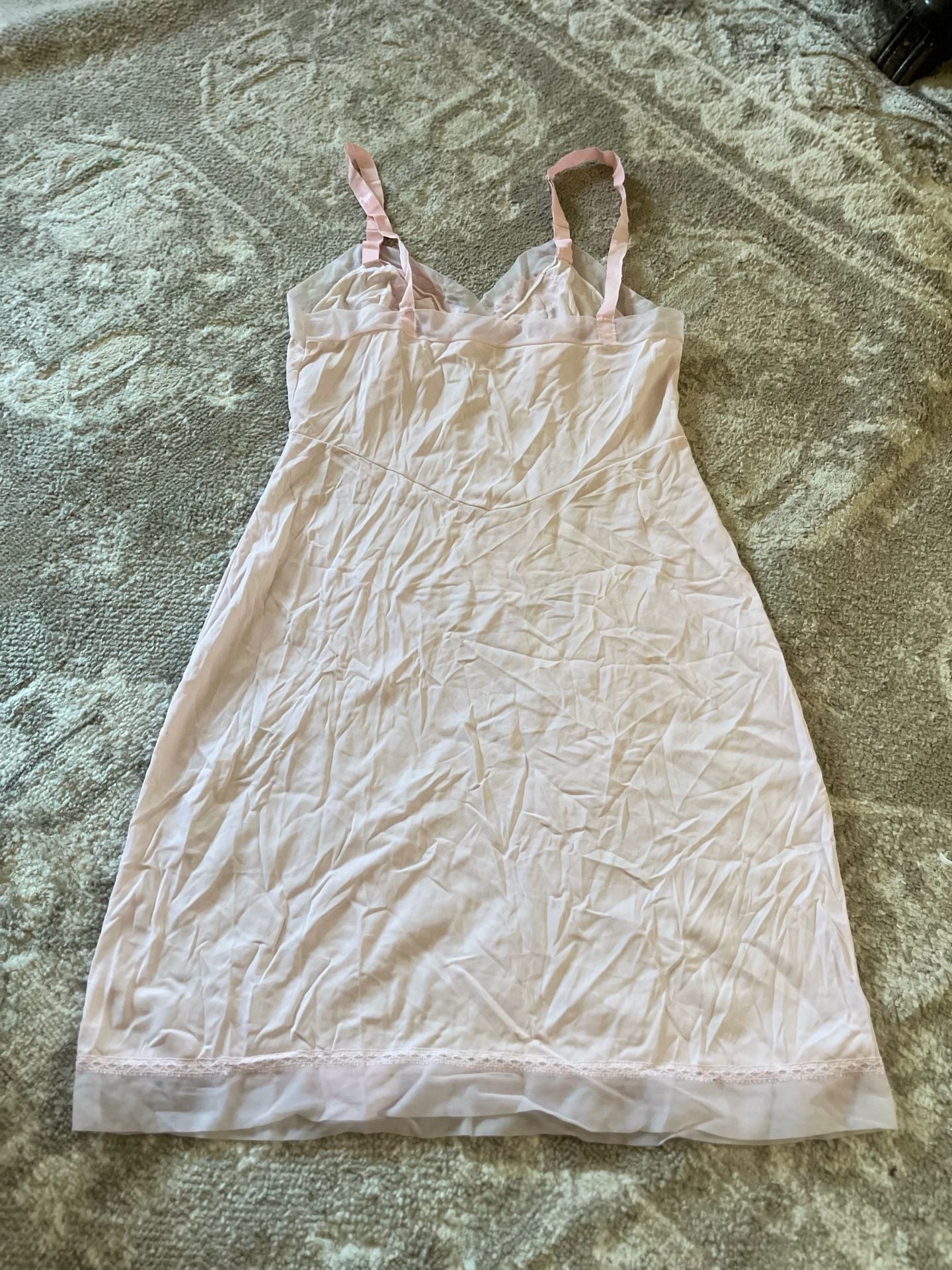Kayser Vintage Nylon Slip Dress Size 34 Pink Lace 2