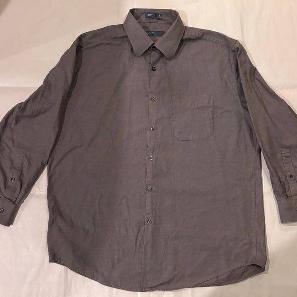 Perry Ellis Portfolio Long Sleeve Button-Up Shirt Size L 16 1/2 32/33 Gray