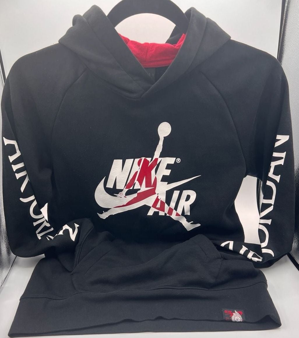 Jordan Hoodie Size L 12-13 Yrs Black Red Air Jumpman 10