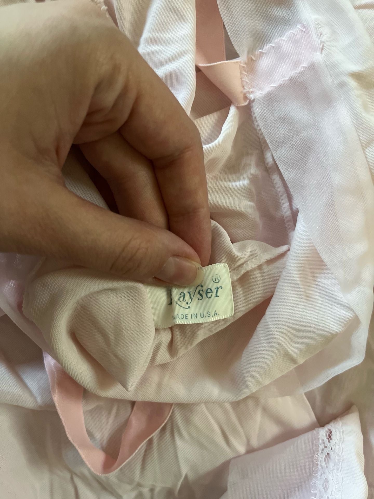 Kayser Vintage Nylon Slip Dress Size 34 Pink Lace 4