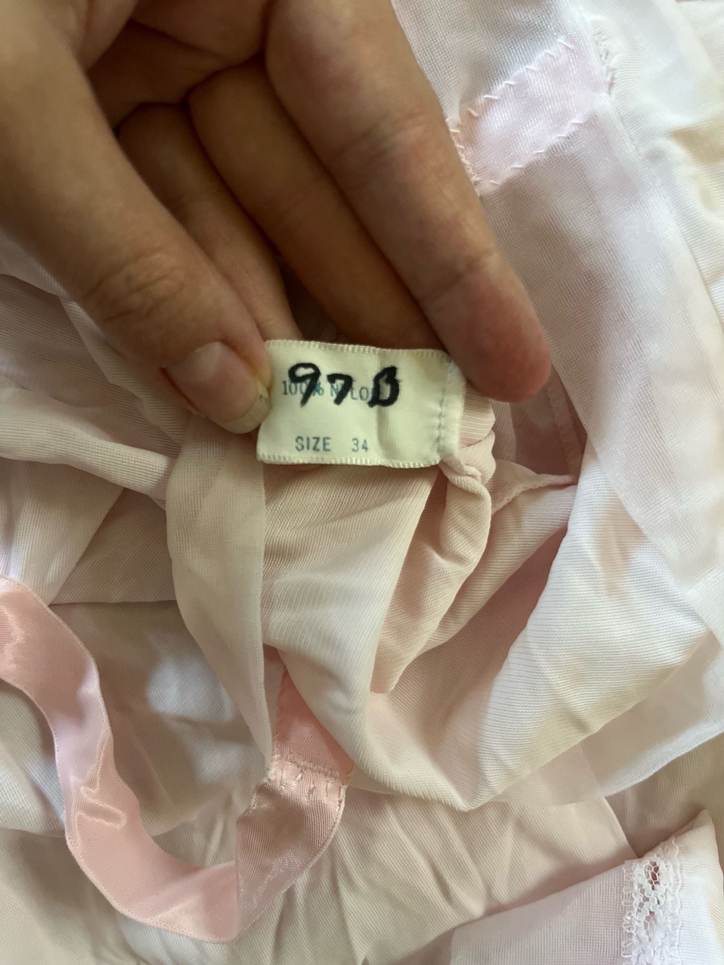 Kayser Vintage Nylon Slip Dress Size 34 Pink Lace 5