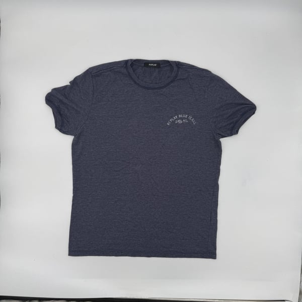 Replay T-Shirt Blue Heathered Graphic Print Cotton Blend