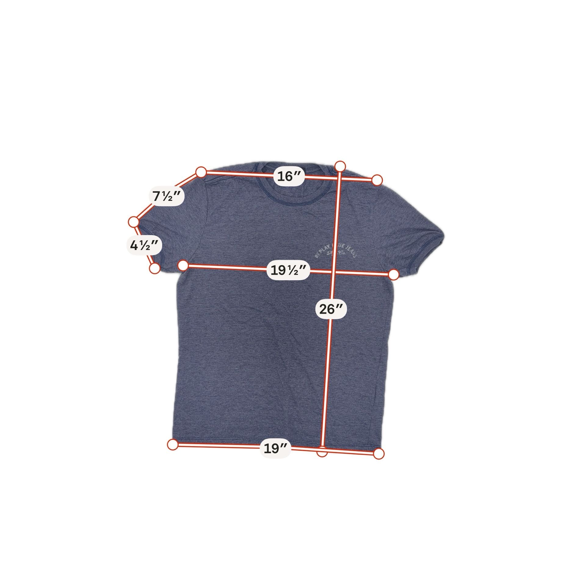 Replay T-Shirt Blue Heathered Graphic Print Cotton Blend 3