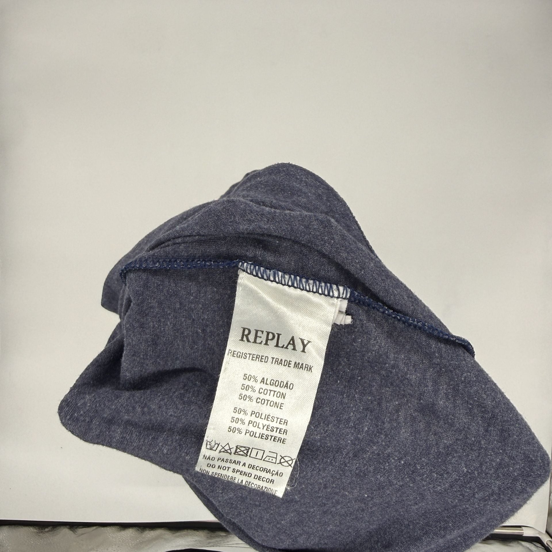 Replay T-Shirt Blue Heathered Graphic Print Cotton Blend 5