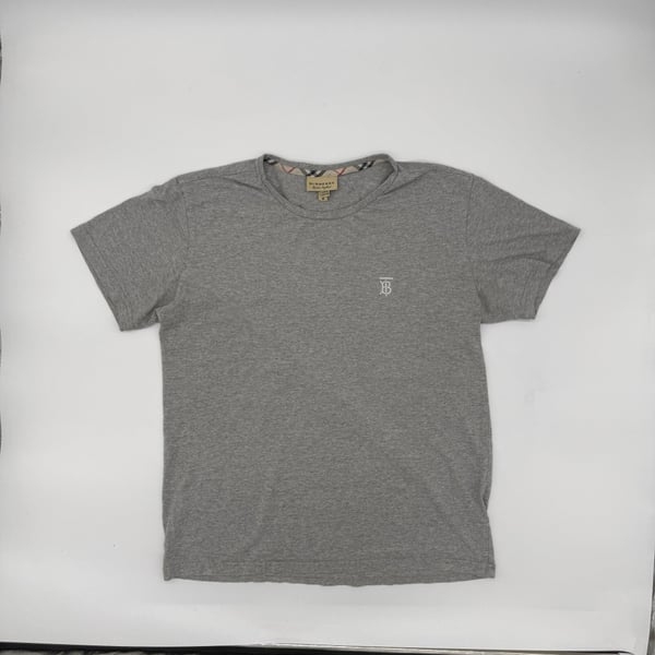 Burberry Logo T-Shirt Size M Grey Cotton Short Sleeve