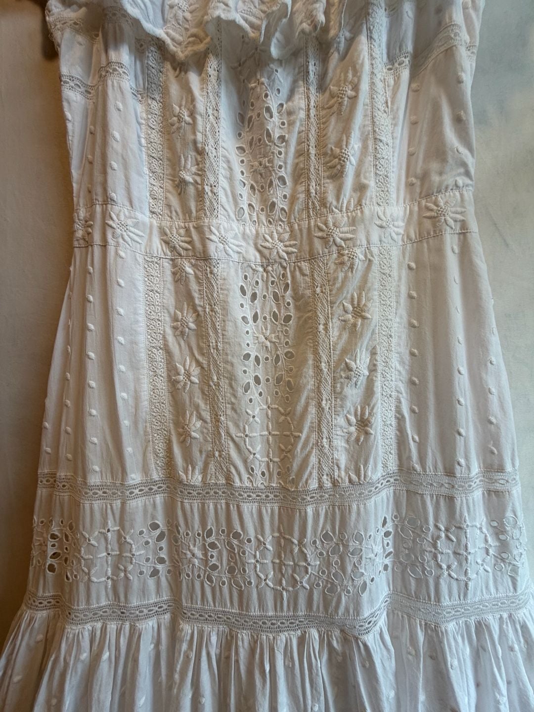 Lauren Ralph Lauren Eyelet Maxi Dress Size 12 White Cotton 7