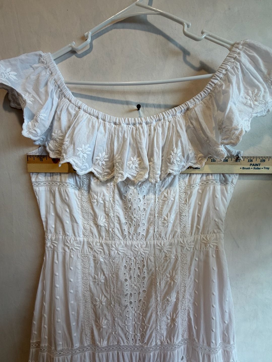 Lauren Ralph Lauren Eyelet Maxi Dress Size 12 White Cotton 9