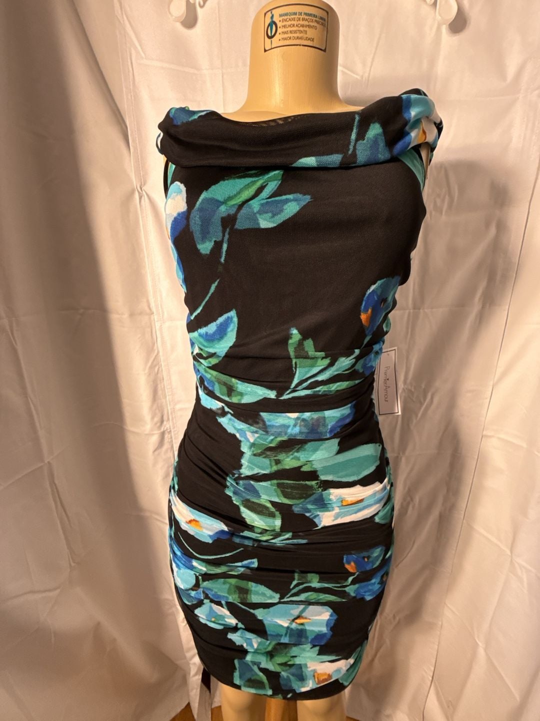 Premier Amour Floral Ruched Bodycon Dress Size 10 Cowl Neck 2