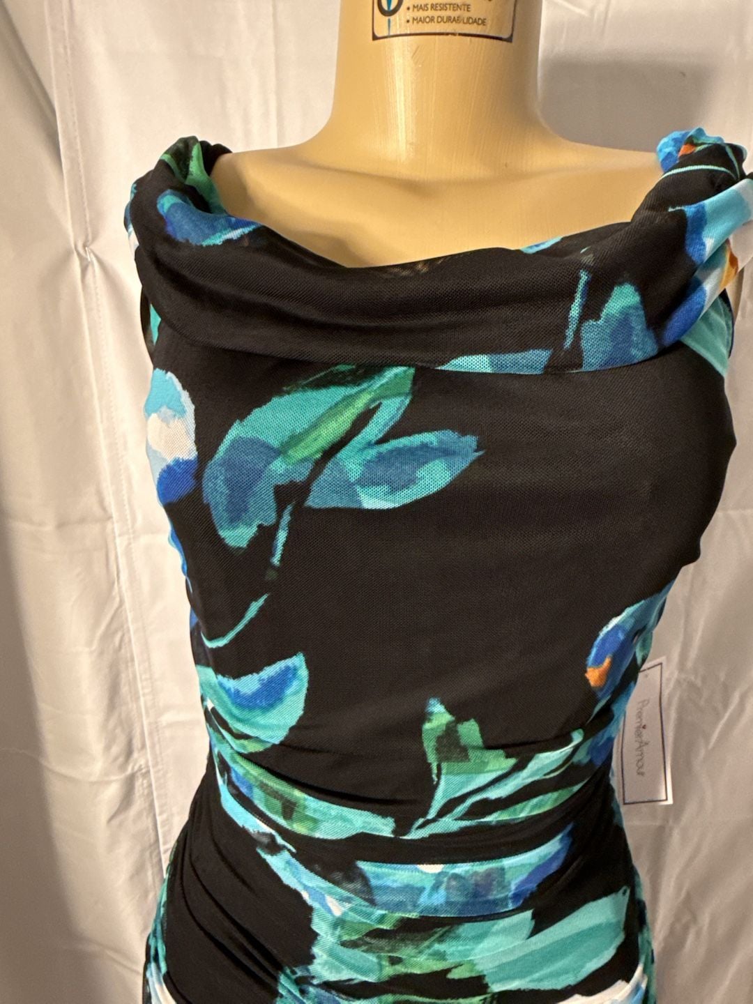 Premier Amour Floral Ruched Bodycon Dress Size 10 Cowl Neck 3