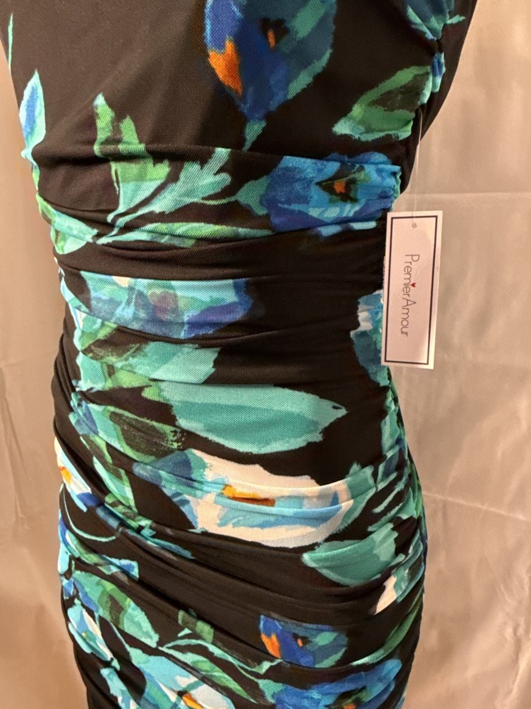 Premier Amour Floral Ruched Bodycon Dress Size 10 Cowl Neck 4