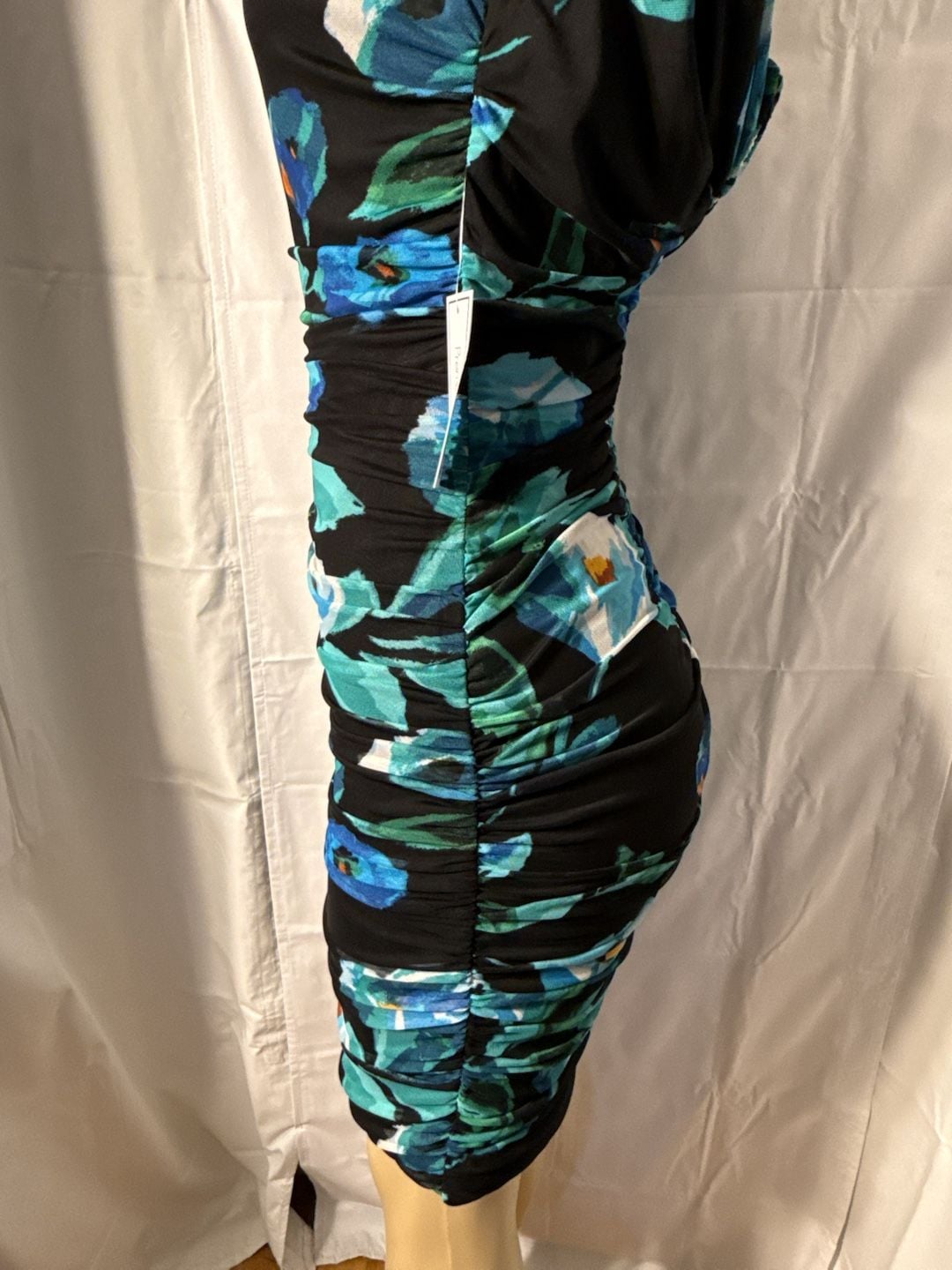 Premier Amour Floral Ruched Bodycon Dress Size 10 Cowl Neck 5