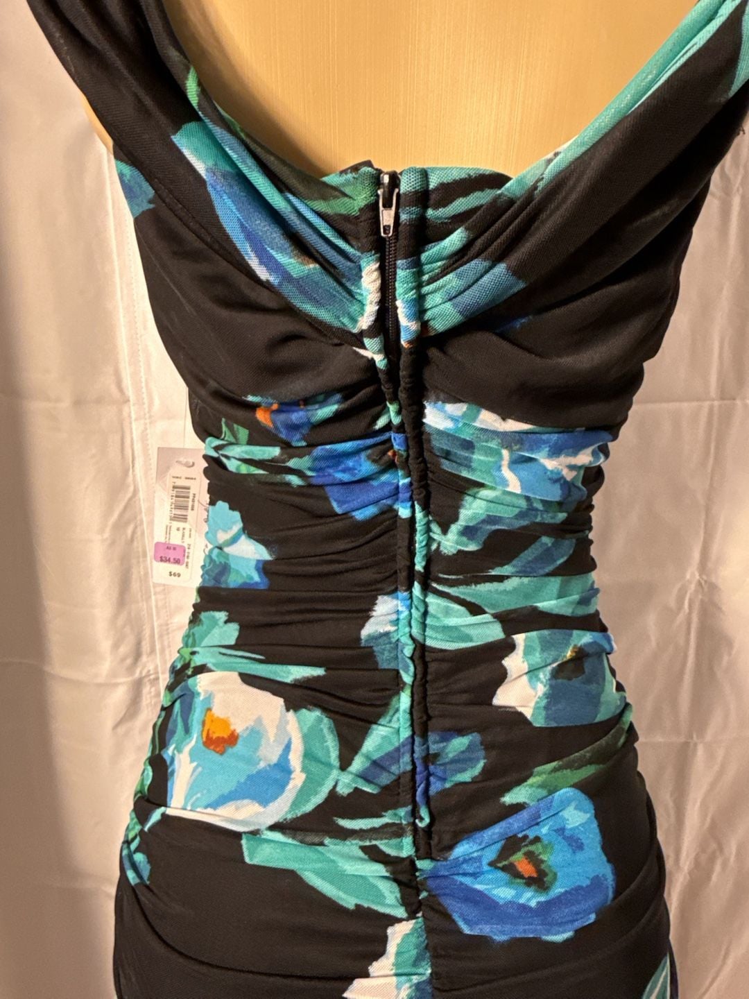 Premier Amour Floral Ruched Bodycon Dress Size 10 Cowl Neck 6