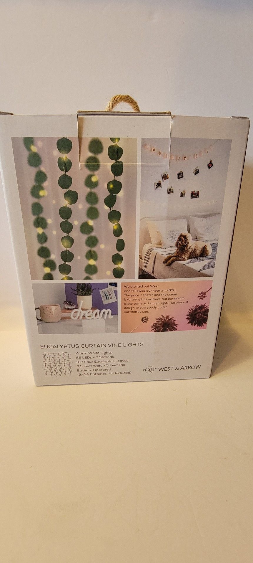 West & Arrow Eucalyptus Curtain Vine Lights Warm White 66 LEDs 3