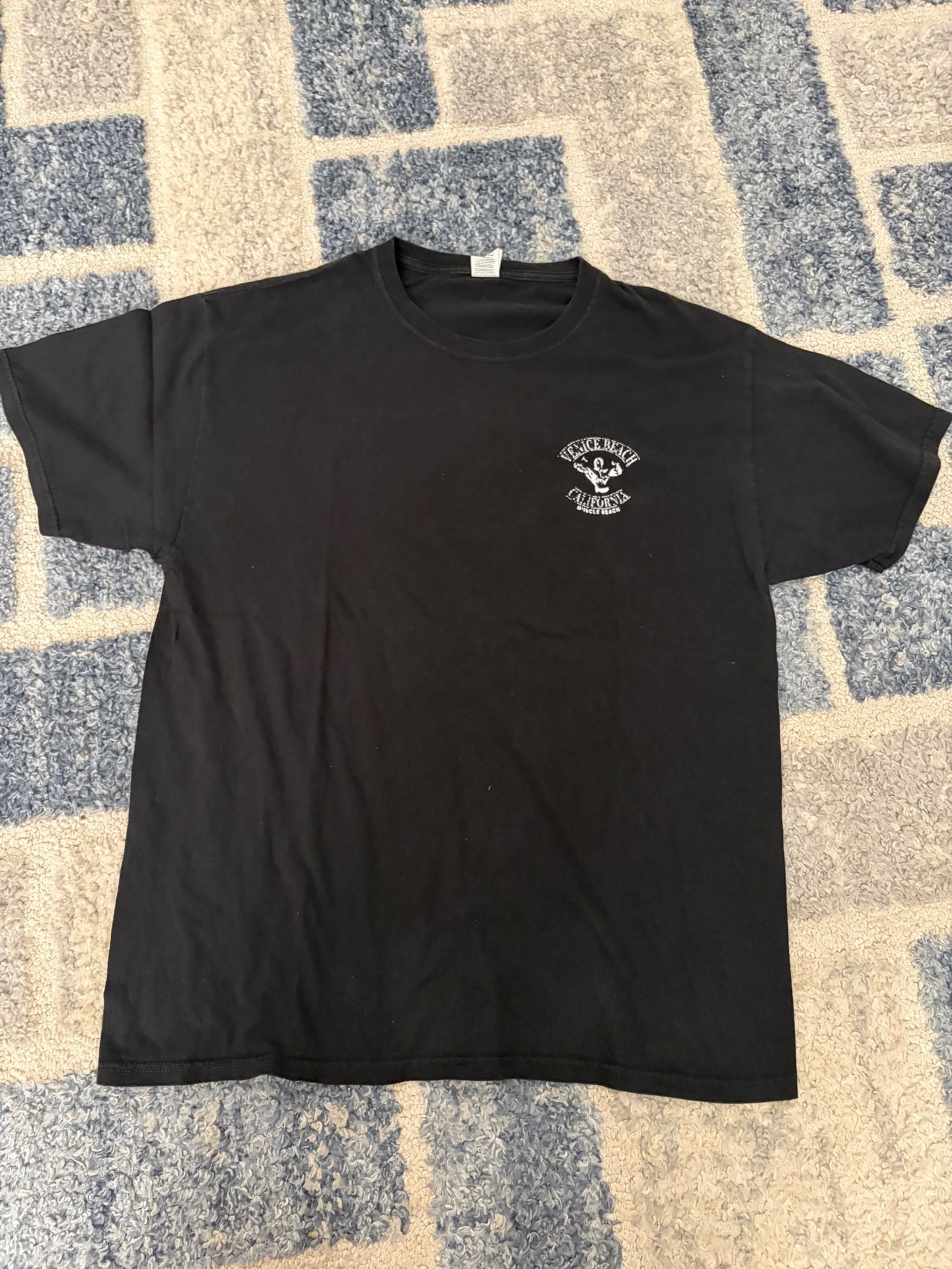 Gildan Venice Beach Muscle Beach T-Shirt Size L Black Graphic Tee 2