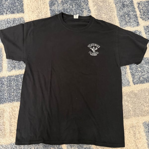Gildan Venice Beach Muscle Beach T-Shirt Size L Black Graphic Tee