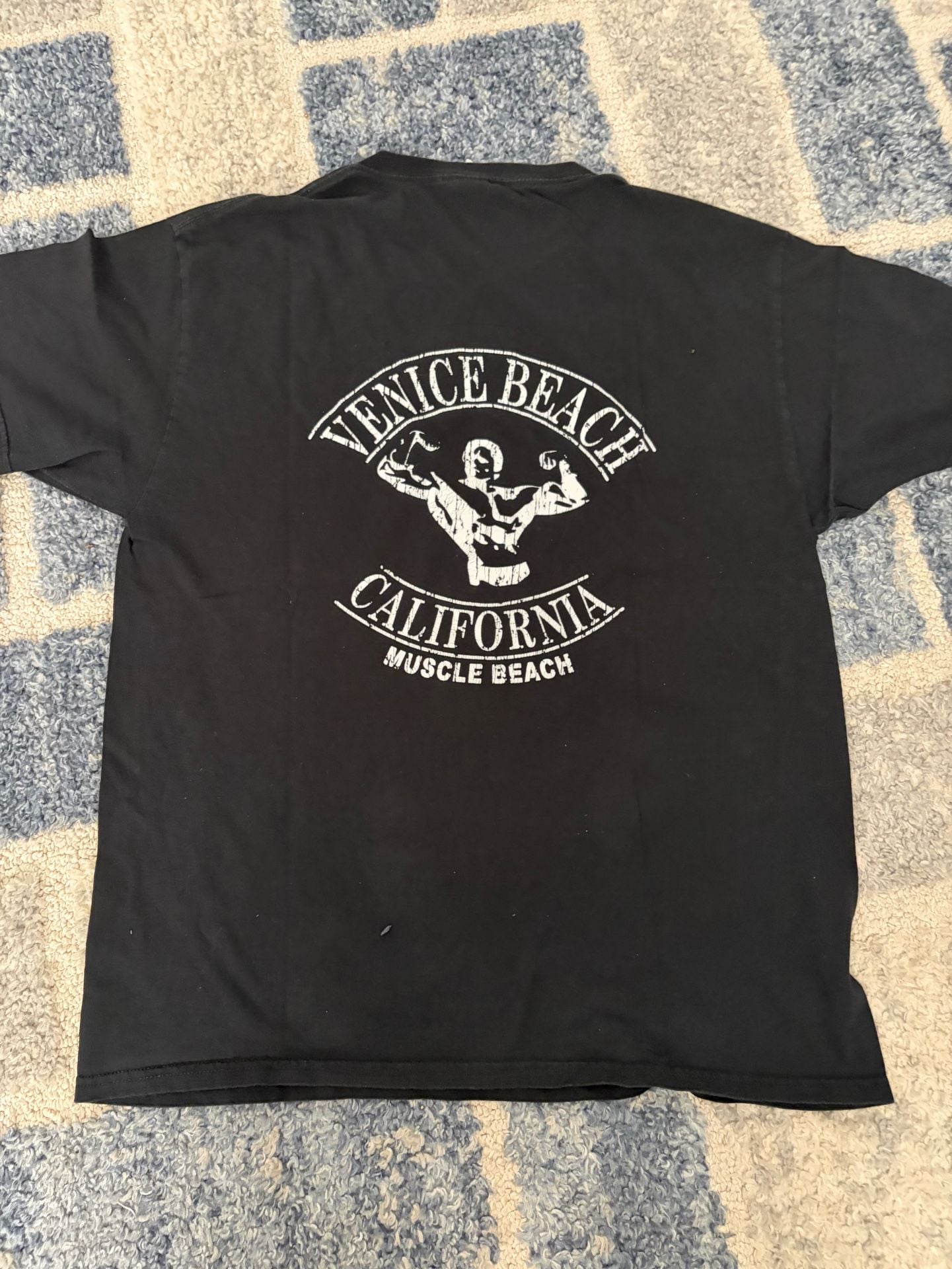 Gildan Venice Beach Muscle Beach T-Shirt Size L Black Graphic Tee 3