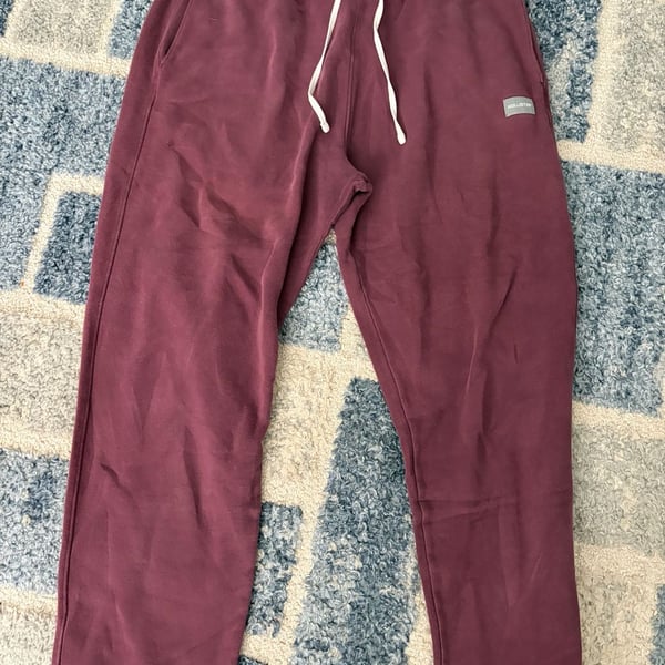 Hollister Sweatpants Large Burgundy Fleece Drawstring Joggers