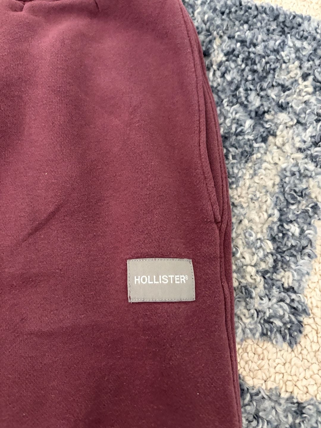 Hollister Sweatpants Large Burgundy Fleece Drawstring Joggers 3