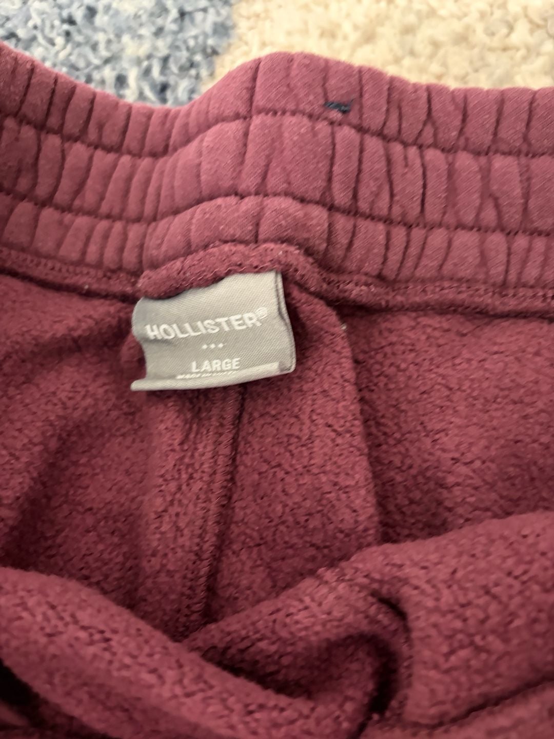 Hollister Sweatpants Large Burgundy Fleece Drawstring Joggers 4