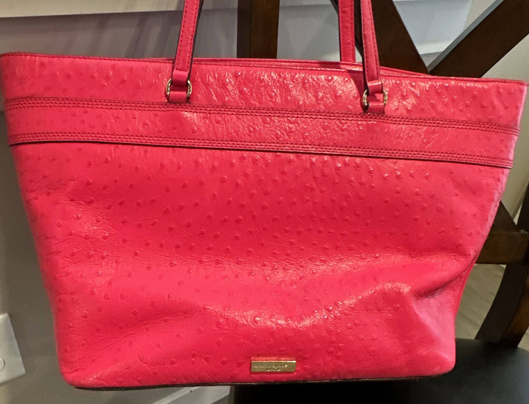 Kate Spade Valencia Road Harmony Large Ostrich Tote Pink 10