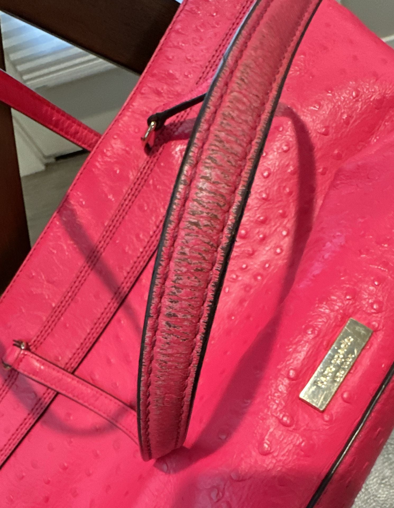 Kate Spade Valencia Road Harmony Large Ostrich Tote Pink 11