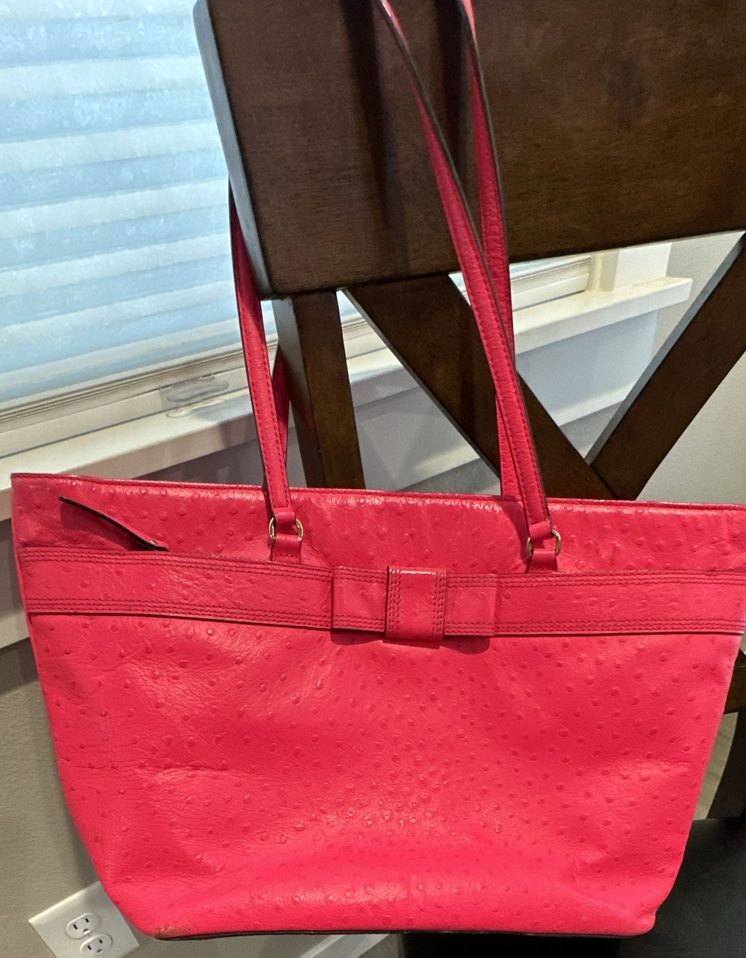 Kate Spade Valencia Road Harmony Large Ostrich Tote Pink 9