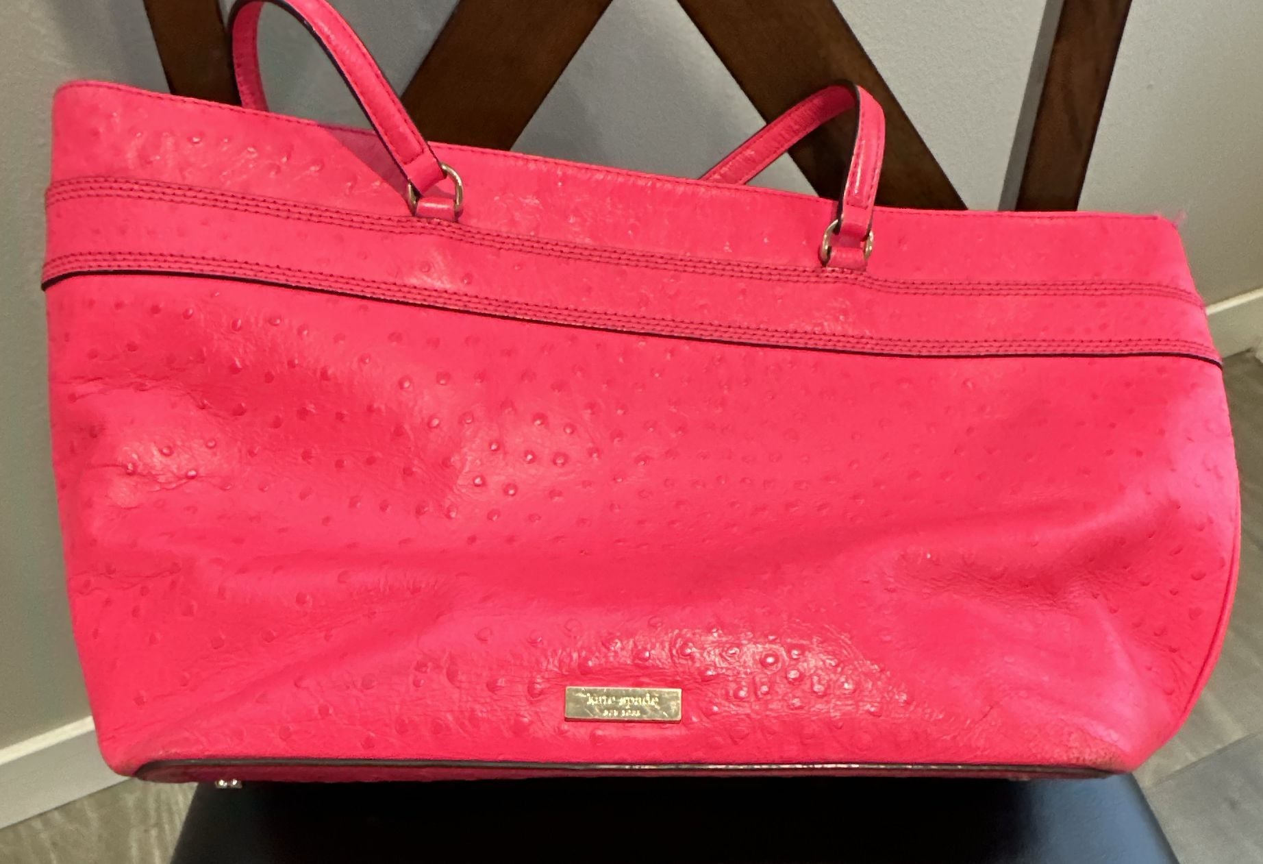 Kate Spade Valencia Road Harmony Large Ostrich Tote Pink 6