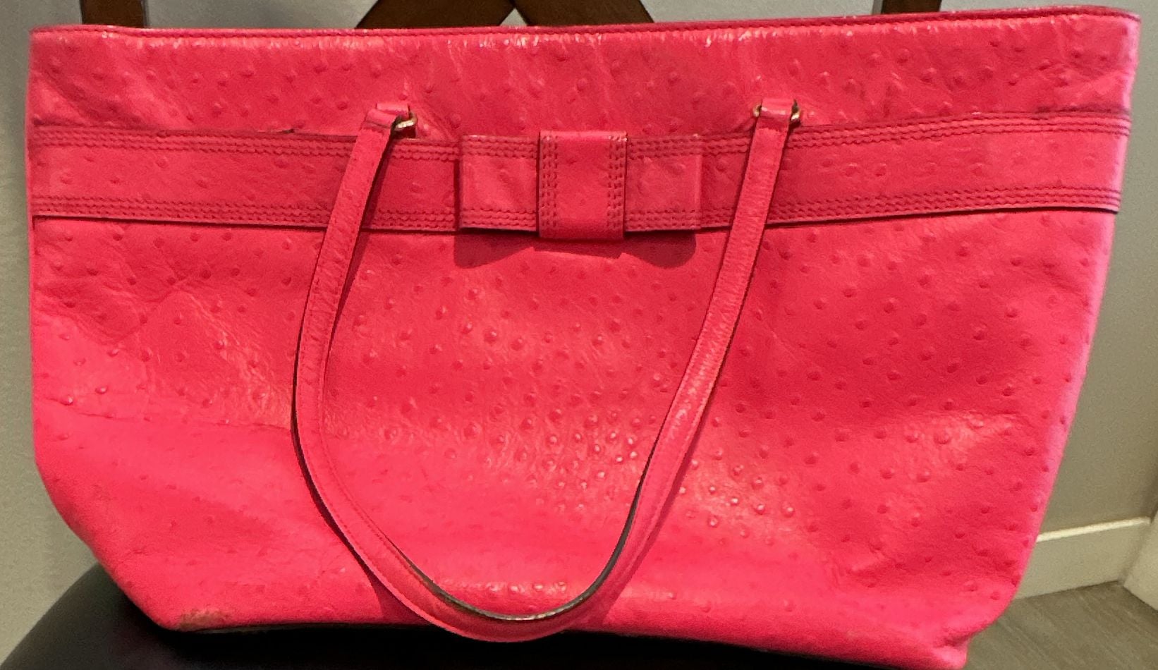 Kate Spade Valencia Road Harmony Large Ostrich Tote Pink 2