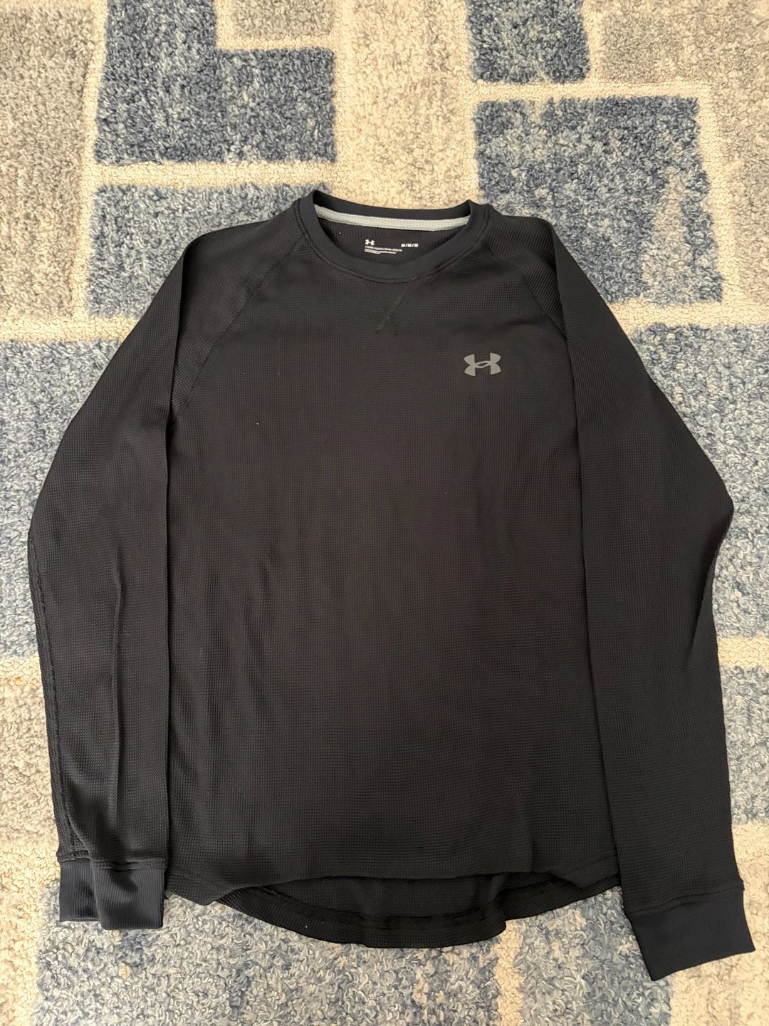 Under Armour Waffle Crew Long Sleeve Size Medium Black 2