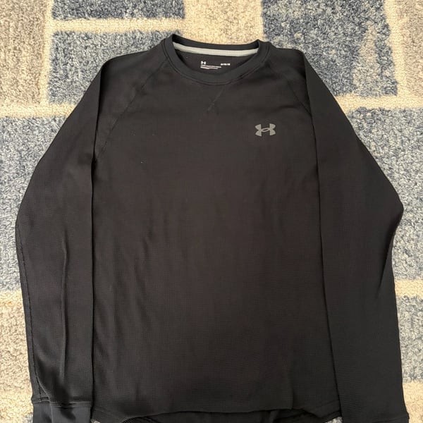 Under Armour Waffle Crew Long Sleeve Size Medium Black